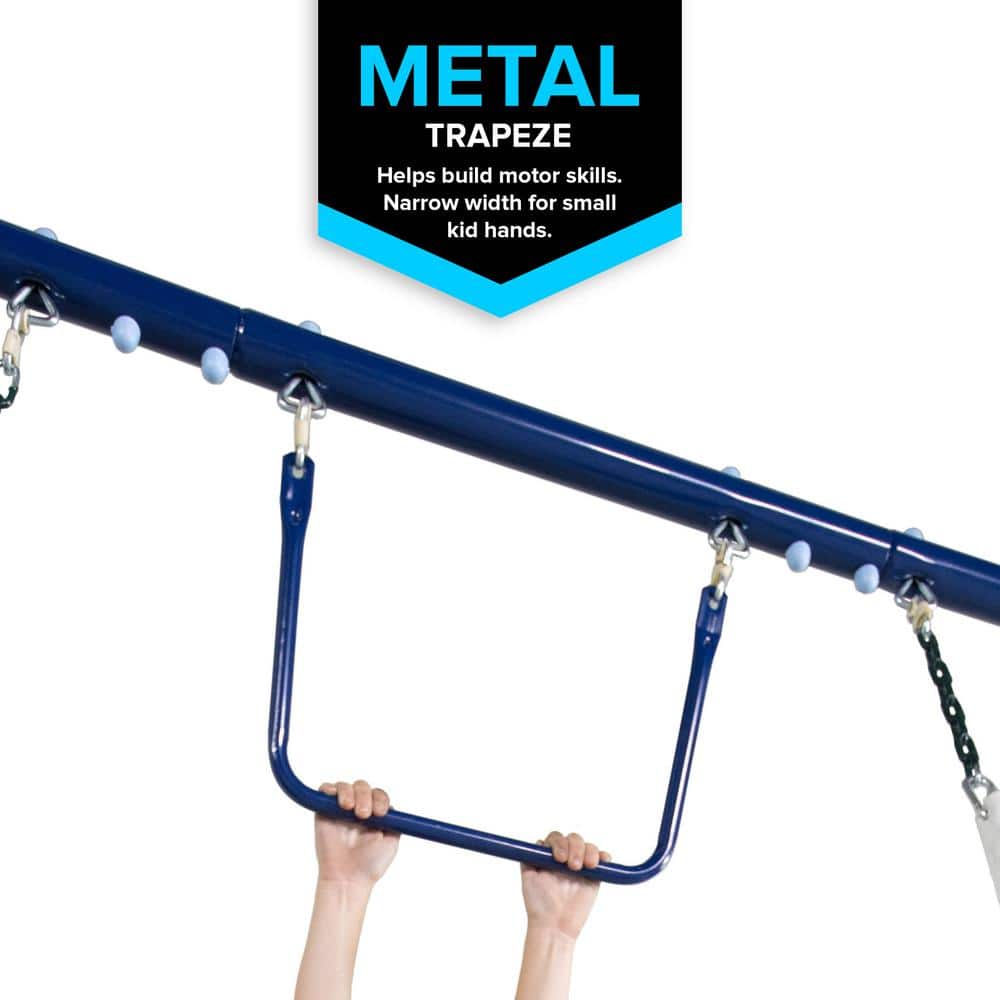 Sportspower Blue and Yellow Metal Swing Set with Slide and Teeter-Totter
