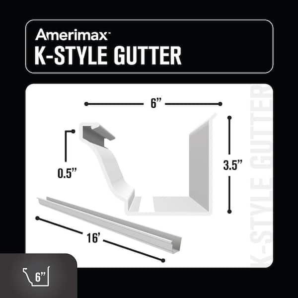6 in. x 16 ft. White Aluminum K-Style Gutter 6 in. x 16 ft. White Aluminum K-Style Gutter