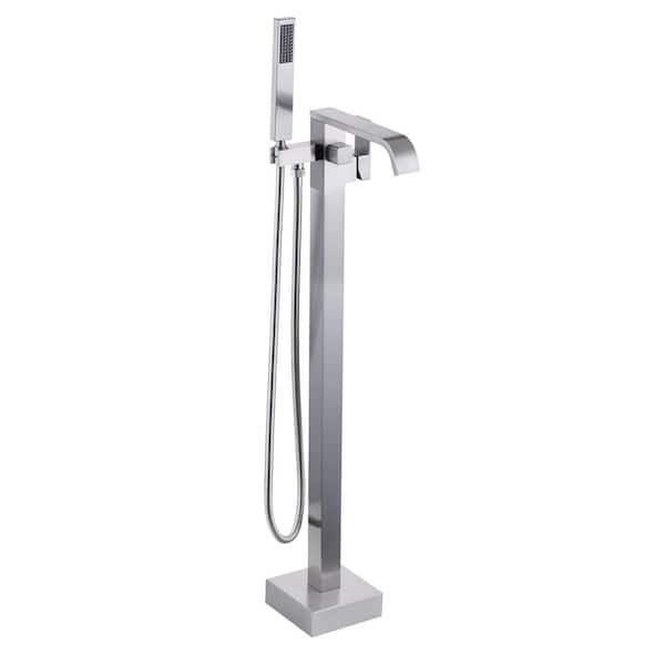 AVITAS Single-Handle Freestanding Tub Faucet with Hand shower, Floor Mounted Tub Filler Faucet in Brushed Nickel