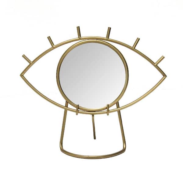 HomeRoots Victoria 11.5 in. x 14 in. Classic Irregular Framed Gold Vanity Mirror