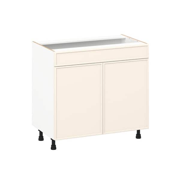 Fairview 36 in W x 21 in D x 34.5 in H Assembled Slim Shaker Bath Sink Base Cabinet in Washed Linen with False Front