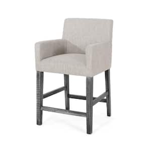 Deville 26 in. Light Gray and Gray Wood Bar Stool