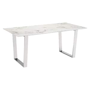 Atlas Stone and Brushed Stainless Steel Dining Table