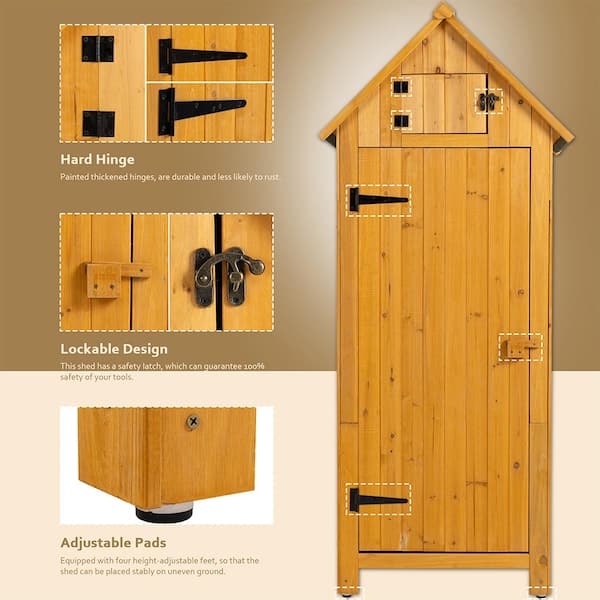2.5 ft. W x 1.8 ft. D Wood Outdoor Storage Shed, Tool Garden Storage Cabinet with Lockable Door (4.5 sq. ft.)
