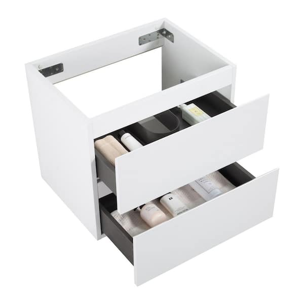 Journey Modern 23.7 in. Floating Bath Vanity Cabinet without Top in White with 2 Drawers, Assembled