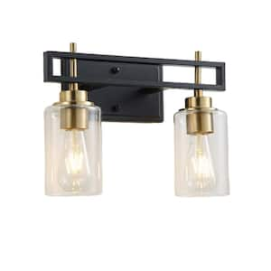 Black Wall Sconce Bathroom Light Fixtures, 2-Light Modern Vanity Light Over Mirror E26 Base (Bulbs Not Included)