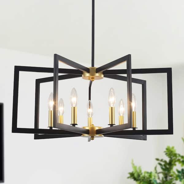 chandelier シェルフ DORESshop 8.27 in. 4 Light Black Geometric Open Cage Pendant Light