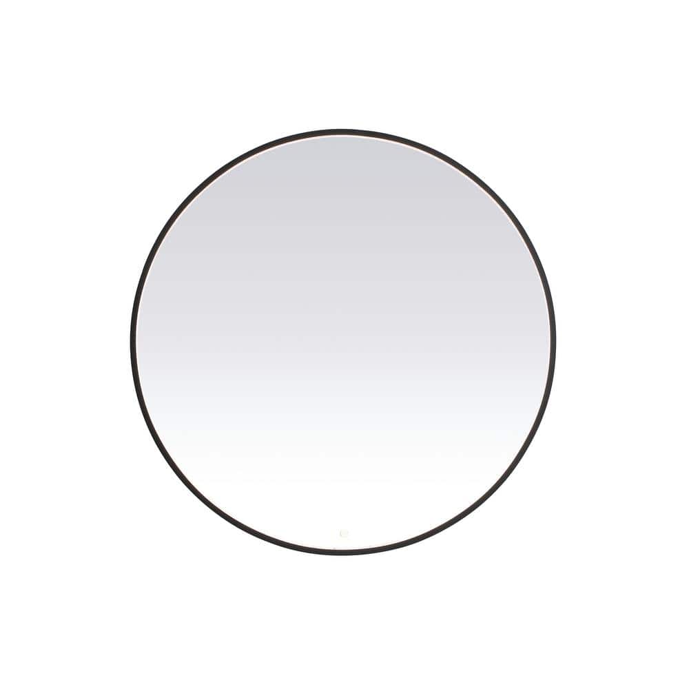 Timeless Home 45 in. W x 45 in. H Aluminum Black LED Mirror