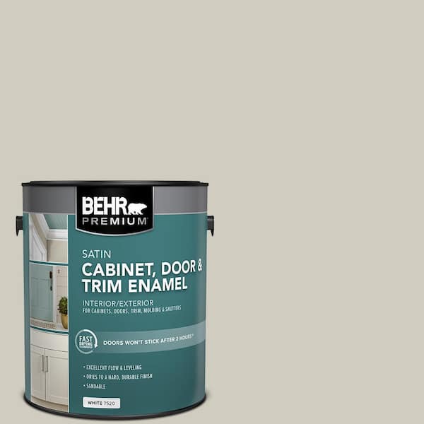 BEHR PREMIUM 1 gal. #N320-2 Toasty Gray Satin Enamel Interior/Exterior Cabinet, Door & Trim Paint