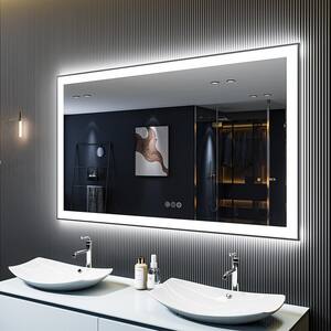 60 in. W x 36 in. H Rectangular Framed Front & Back LED Lighted Anti-Fog Wall Bathroom Vanity Mirror in Tempered Glass