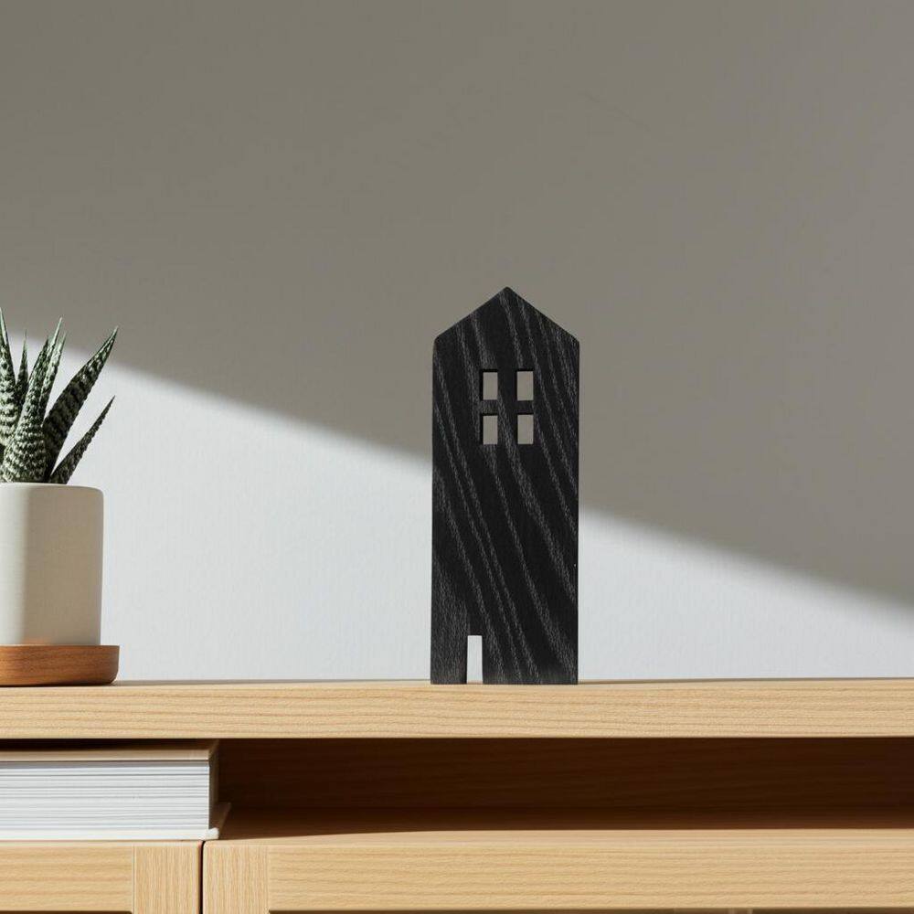 Black 4 in. x 12 in. Wood Novelty House Decorative Sculpture price history on PriceWatchPro