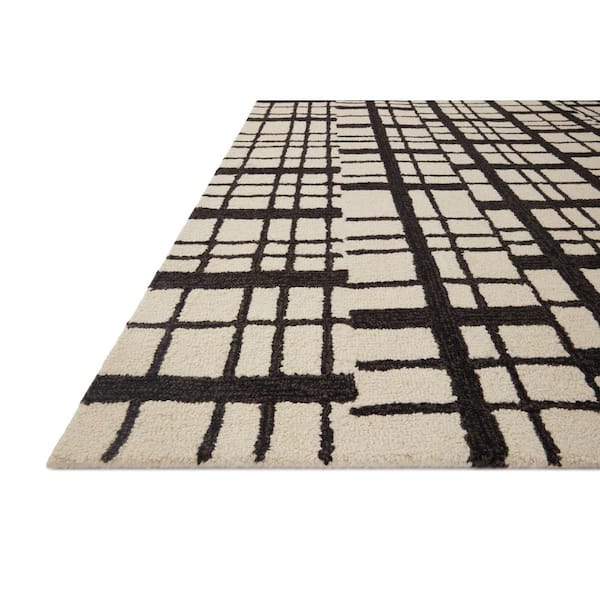 Chris Loves Julia x Loloi Polly Black/Ivory 9 ft. 3 in. x 13 ft. Hand-Tufted Modern Area Rug