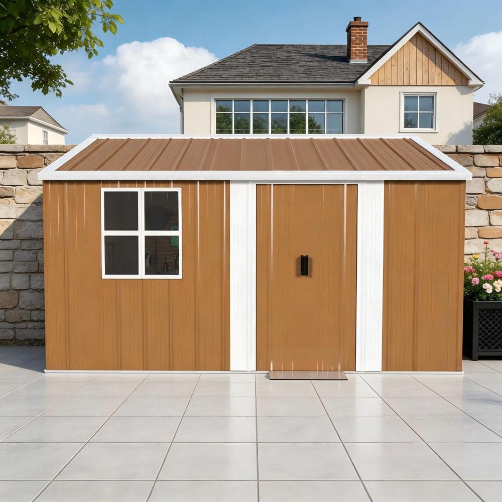 10x12 FT Metal Storage Shed with Windows, Sliding Lockable Door and Sloped Roof, Outdoor Garden Tool Shed price history on PriceWatchPro
