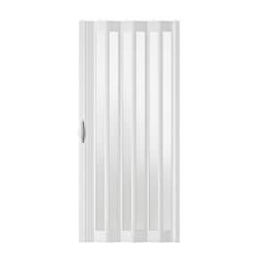 38 in. x 78.75 in. White Dual Layer 1 Lite Frosted Acrylic and Vinyl Accordion Door with Hardware