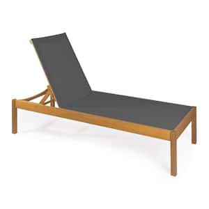 Lagunan 77.56 in. x 26.38 in. Modern Minimalist Adjustable Acacia Wood Chaise Outdoor Lounge Chair, Dark Gray/Natural
