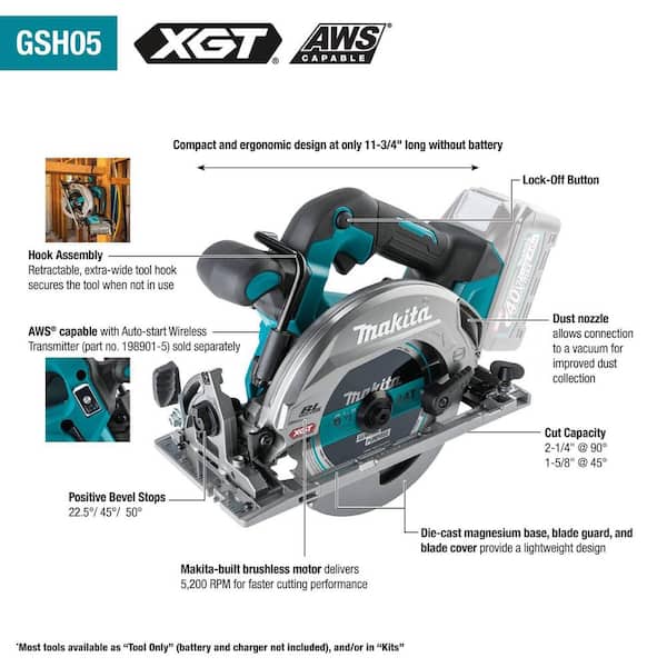 40V max XGT Brushless Cordless 6-1/2 in. Circular Saw, AWS Capable, Tool Only