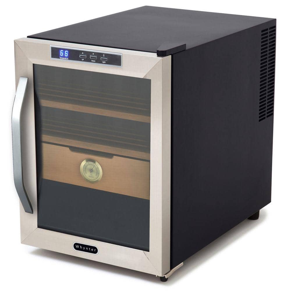 Stainless Steel 34L Cigar Cooler with Glass Door and Humidifier