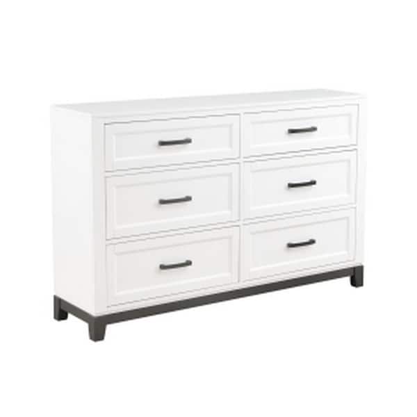 Benjara White and Gray 6-Drawer 61 in. Wide Dresser Without Mirror