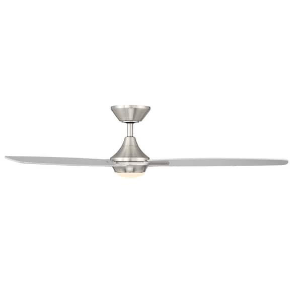 54 in. Brushed Nickel LED Blitzen Indoor and Outdoor 3-Blade Smart Ceiling Fan with 3000K Light Kit and Remote Control