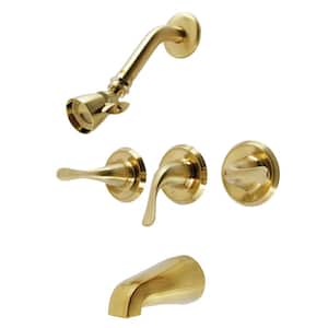 Yosemite Triple Handle 1-Spray Tub and Shower Faucet 2 GPM in. Brushed Brass (Valve Included)