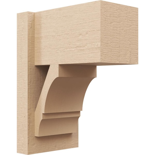 Ekena Millwork 8 in. x 16 in. x 12 in. Balboa Block Rough Cedar Woodgrain Timberthane Polyurethane Outlooker, Primed Tan