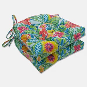 Floral 17.5 x 17 Outdoor Dining Chair Cushion in Multicolored (Set of 2)