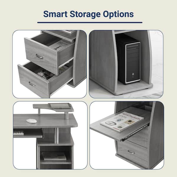 パソコンデスク グレー TECHNI MOBILI 47.25 in. Rectangular Gray 2 Drawer Computer Desk