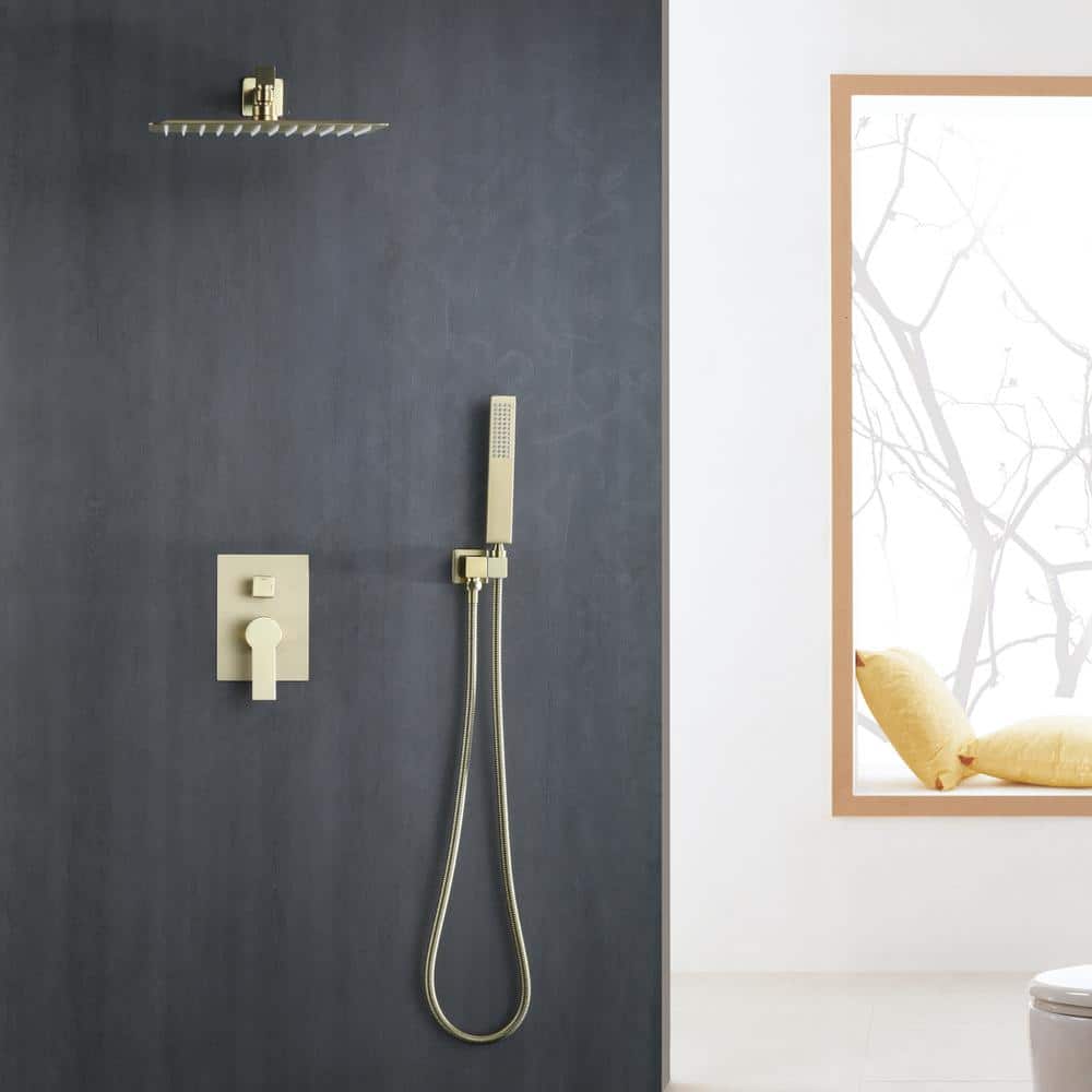 Brushed Gold Dual Rain and Handheld Shower System