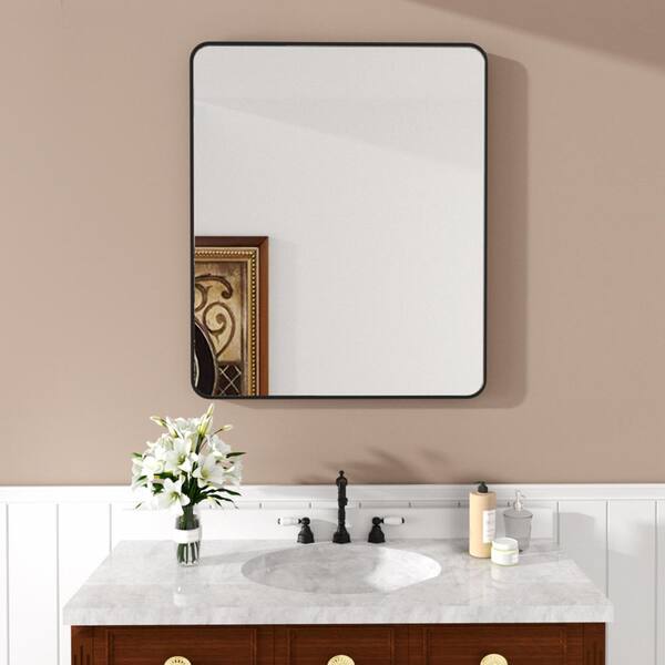 Hermitage Bath Cosy 30 in. W x 36 in. H Rectangular Framed Wall Bathroom Vanity Mirror in matte Black