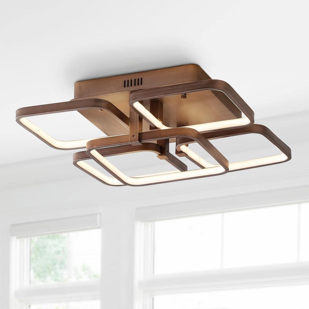 Sebastian 17.5" Coffee LED Geometric Flush Mount Ceiling Light