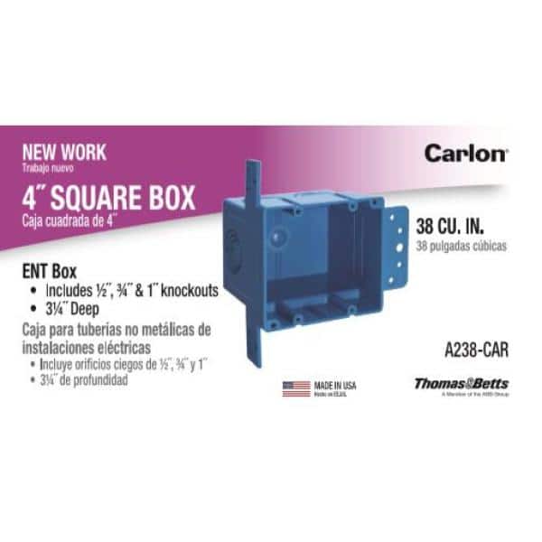 2-Gang 38 cu. in. Square ENT Electrical Box (Case of 5) (A238-CAR)