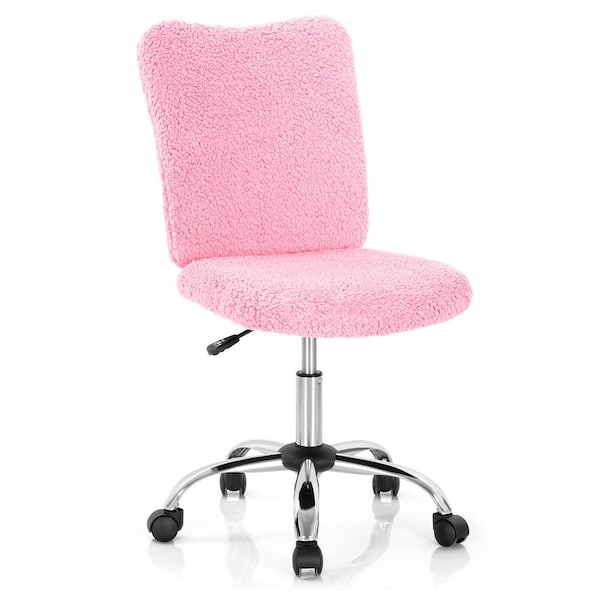 Gymax Pink Armless Faux Leather Leisure Office Chair Adjustable Swivel Task  Chair Pink GYM09349 - The Home Depot