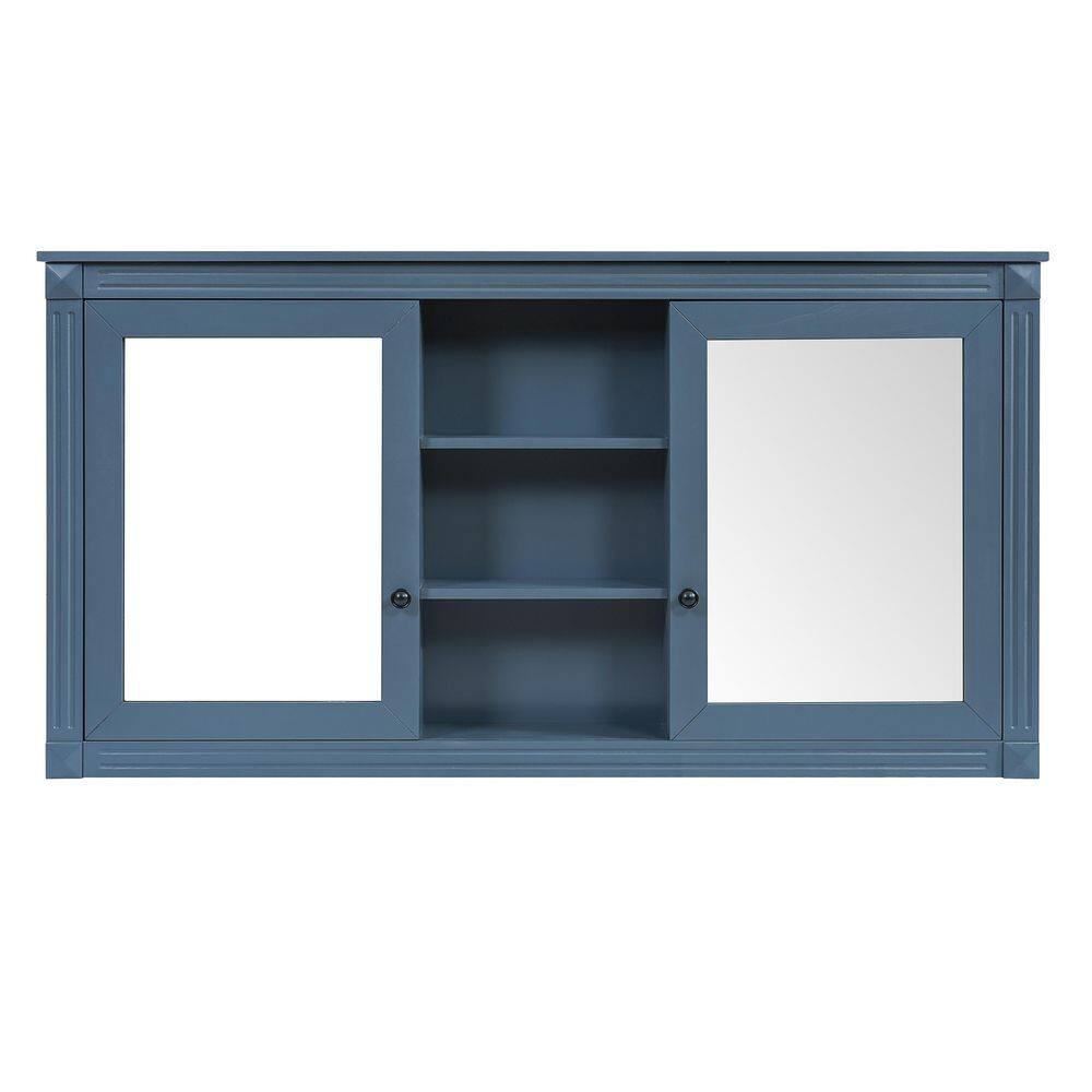 55 in. W x 28 in. H Blue Rectangular Surface Mount Medicine Cabinet with Mirror, Adjustable Shelves price history on PriceWatchPro