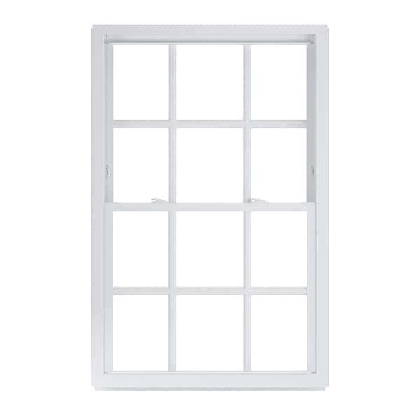 American Craftsman 36.25 in. x 54.75 in. 50 Series Low-E Argon SC Glass Double Hung White Vinyl Replacement Window with Grids, Screen Incl