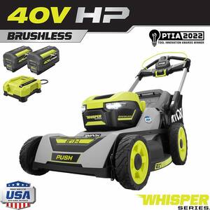 40-Volt HP Brushless 21 in. Whisper Series Cordless Walk-Behind Dual Blade Push Mower w/(2) 6.0 Ah Batteries and Charger