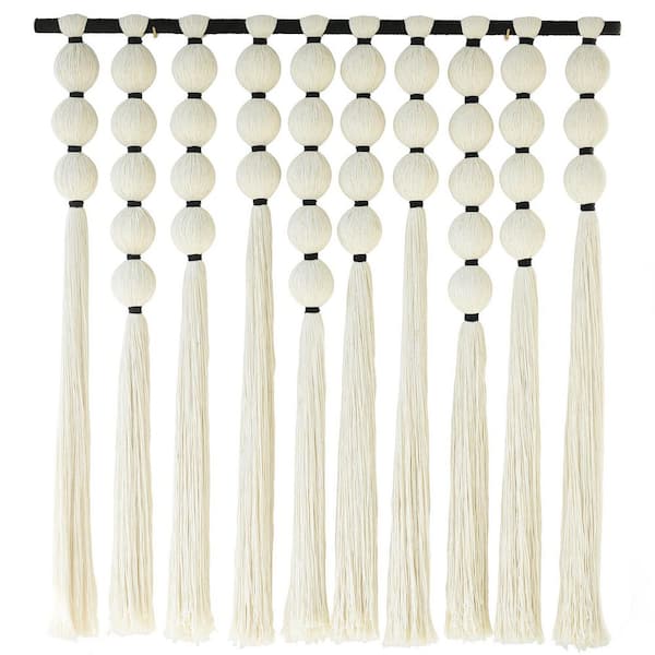 Angel Sar 39 in. x 39 in. White Sphericity Cotton Textile Wall Hanging, Large Macrame Wall Hanging Handmade Wall Decor Art