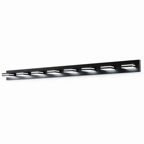 63 in. 8-Light Modern Black LED Vanity Light Wall Sconce for Bathroom and Mirror, Energy-Efficient
