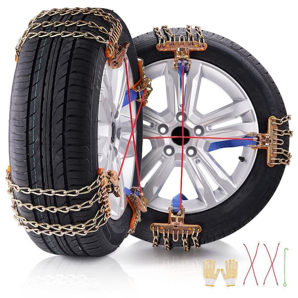 SKYSHALO 16 PCS Thickened Snow Chains, 8-8.8 in. Tire Width, Manganese Alloy Steel Tire Traction Chains for Cars, SUVs, Trucks