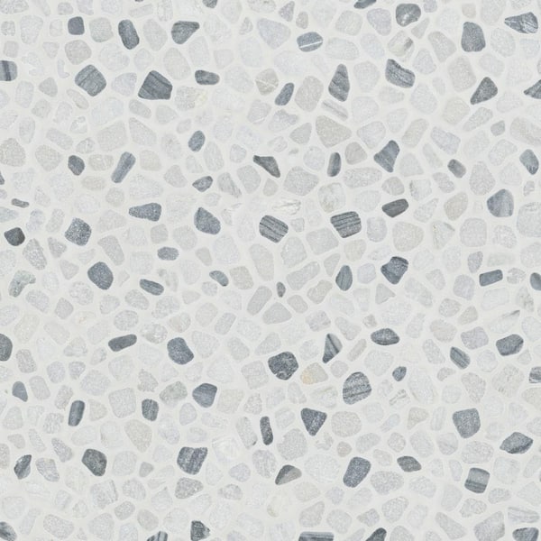 Black and White Pebbles 12 in. x 12 in. Tumbled Marble Mesh-Mounted Mosaic Floor and Wall Tile (9.1 sq. ft. /Case)