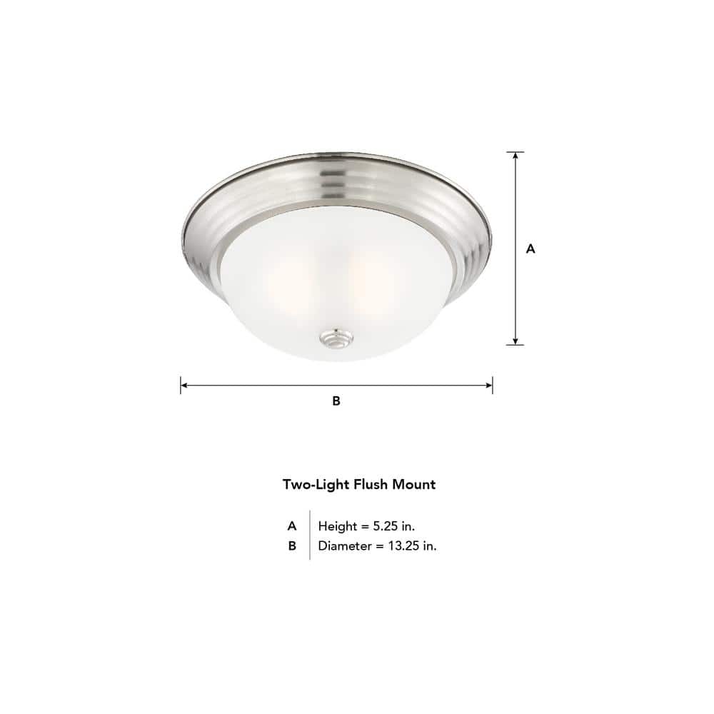 Brushed Nickel 13.25" Flush Mount Ceiling Light with Etched Glass