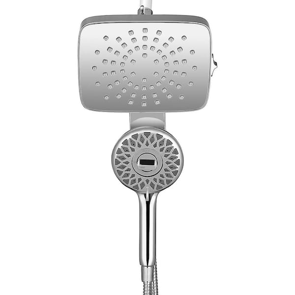 Magnetic attraction 5-Spray Wall Mount Dual Shower Head and Handheld Shower Head with 70 in. hose 1.8 GPM in Chrome