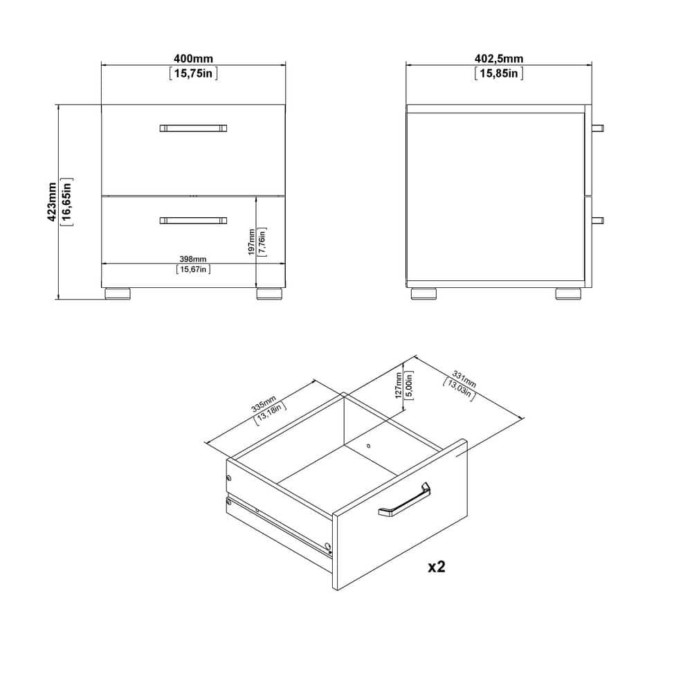 Dallas Dark Chocolate 2 Drawer Nightstand with Streamlined Hardware