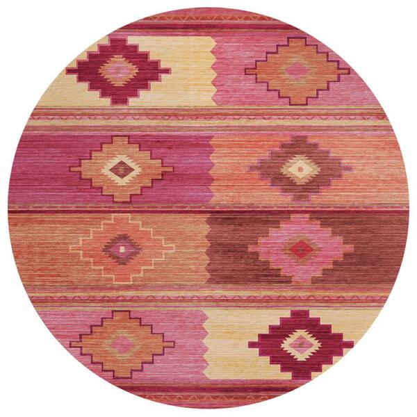Sonora Pink 8 ft. x 8 ft. Geometric Indoor/Outdoor Area Rug