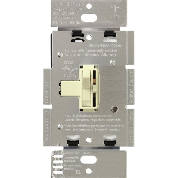 Lutron Toggler Dimmer Switch for Magnetic Low-Voltage, 600-Watt/3-Way, Almond (AYLV-603P-AL)