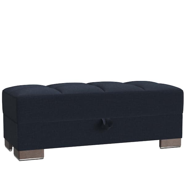 Ottomanson Basics Collection Dark Blue Ottoman With Storage BSC-11-O ...