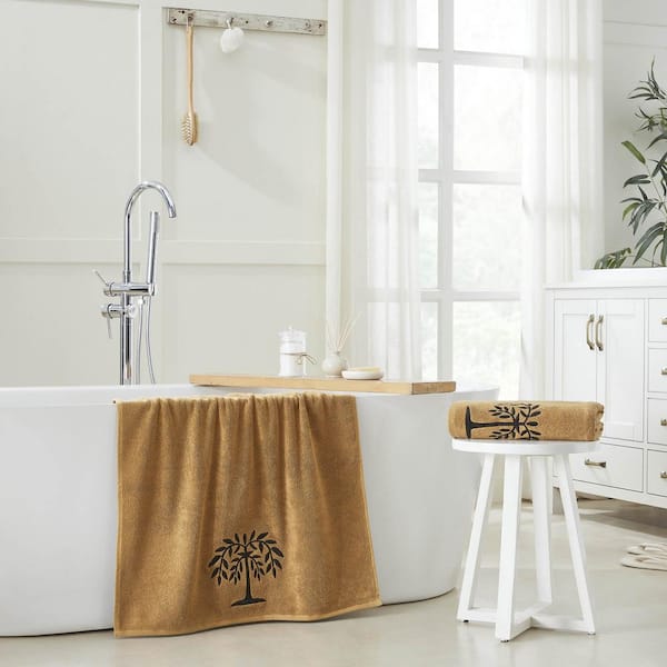 Willow Tree Doe Tan Rustic Black 100% Cotton Bath Towel (Set of 2)