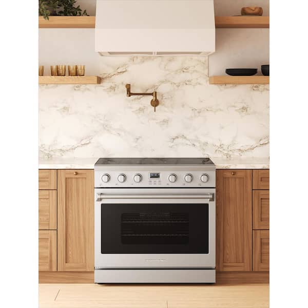 36 in. 5-Burner Elements 6.3 cu. Ft. Freestanding Electric Range in Stainless Steel, With Dual Element,Convection Oven