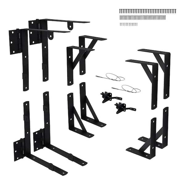 Heavy Duty Steel Black Gate Corner Brace Bracket Kit with Self-Locking Latch for Wooden Fence and Gate Systems (2-Pack)