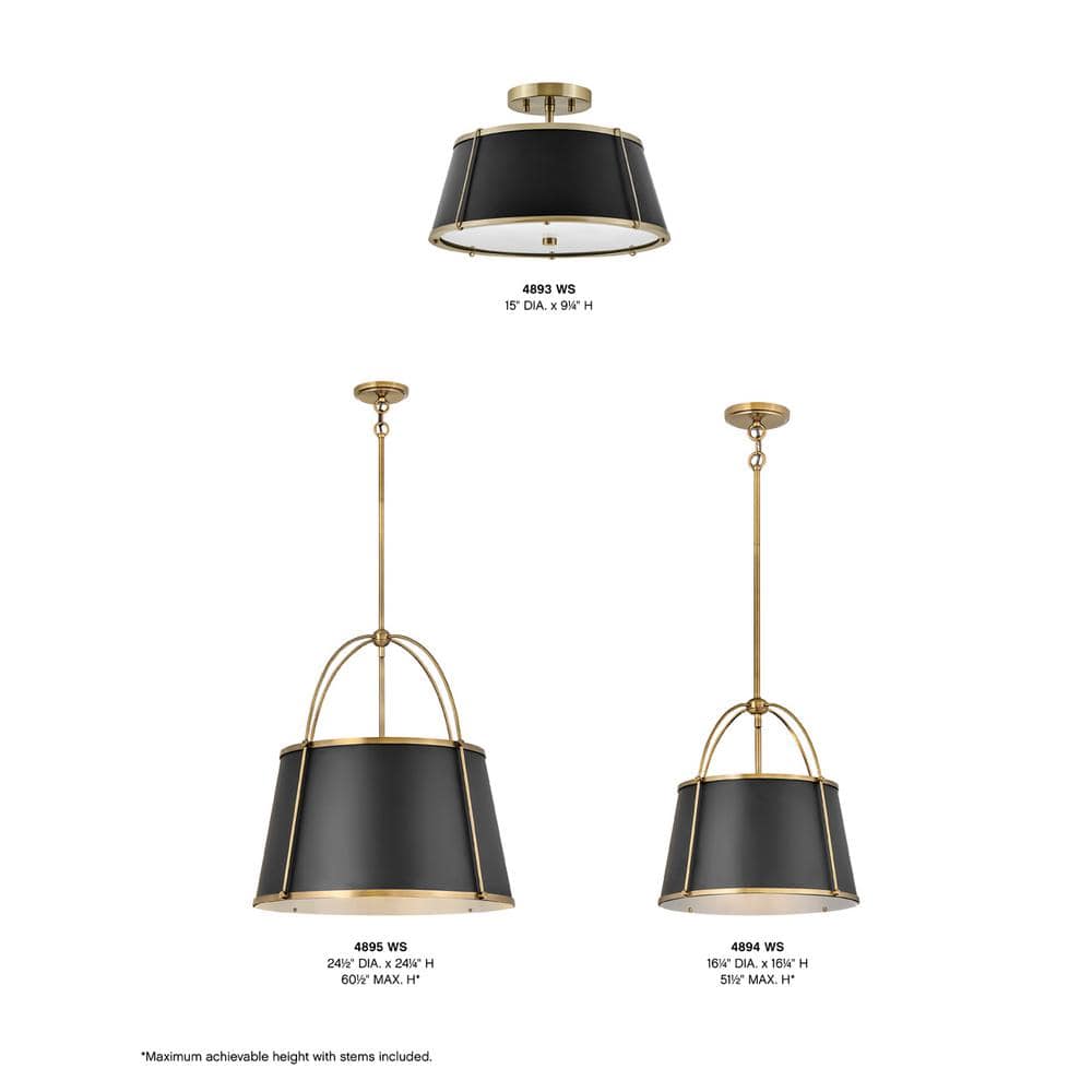 Elegant Clarke Warm Brass 2-Light LED Semi-Flush Drum Light