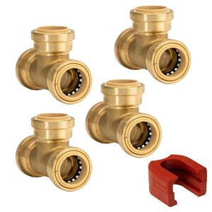 1 in. Brass Push-to-Connect Tee Fitting with SlipClip Release Tool (4-Pack)